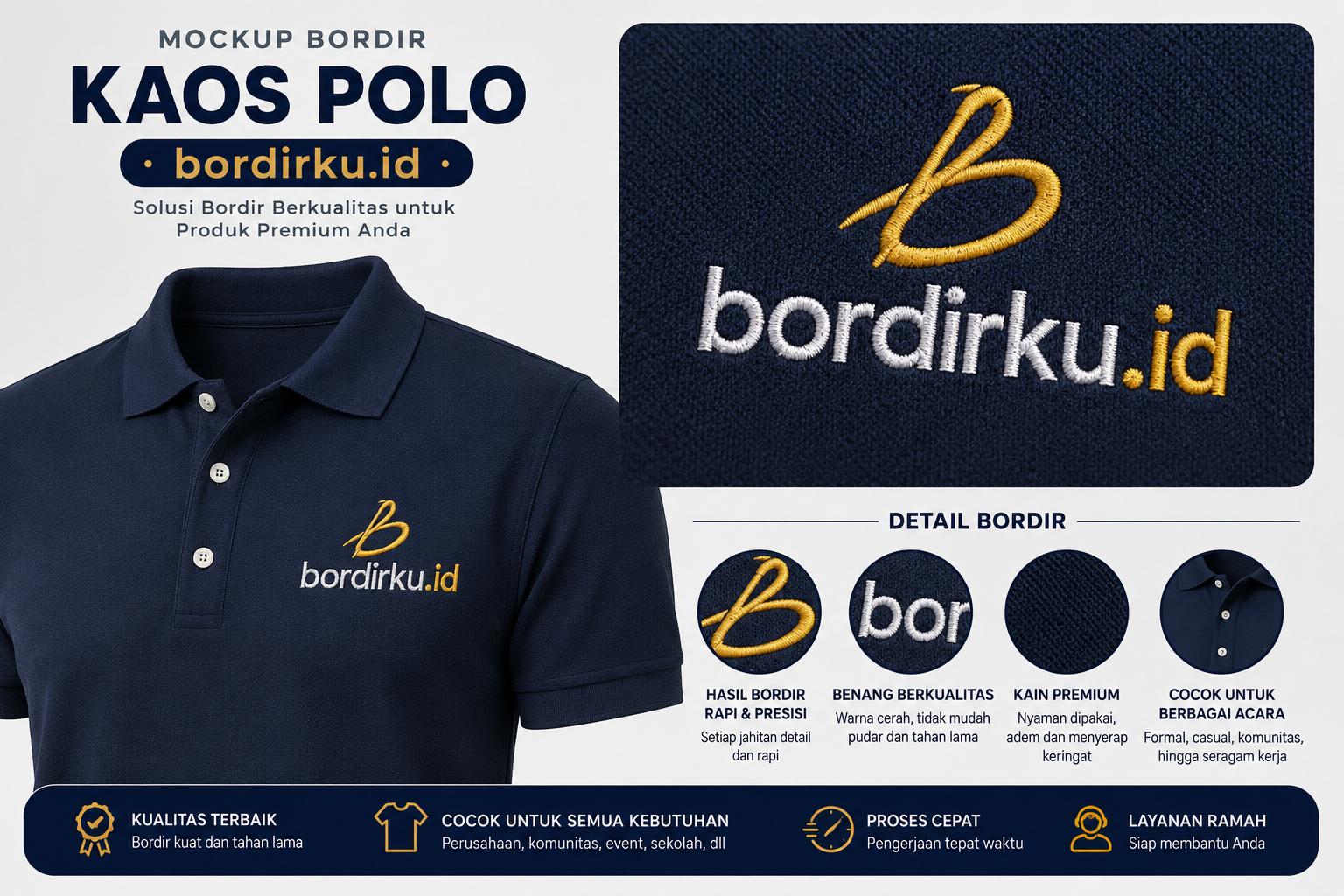 Jasa Bordir Kaos Polo